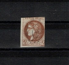 FRANCE YVERT 40As SCOTT # 39c " CERES BORDEAUX 2c CHOCOLATE" USED F SIGNED X429
