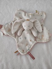 Doudou Lina Joy Pili Lapin Blanc Crème Rose Étoile Tétine NOUKIE’S TTBE