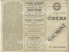 Programme CINEMA MUET juillet 1920 Gaumont le Havre Impéria