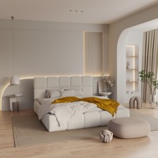 Lit coffre 160cm ONEIRA Tissu bouclette