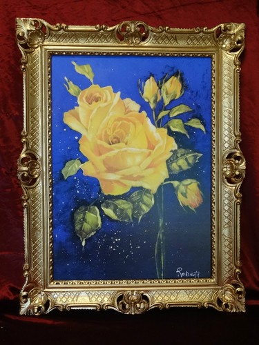 Cadre photo fleurs rose - rose, jaune