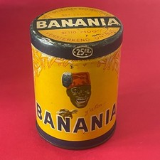 Ancienne petite boîte publicitaire franco-belge BANANIA  tôle lithographiée 10cm