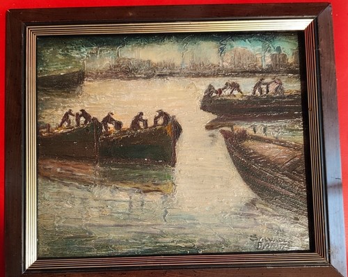 Tableau huile paysage marin - huile,