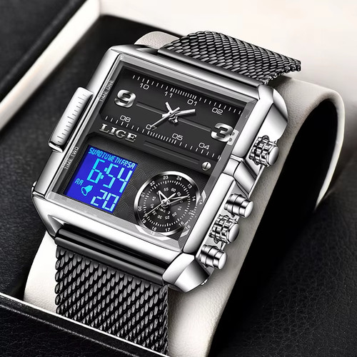 Mode montre acier noir - en,
