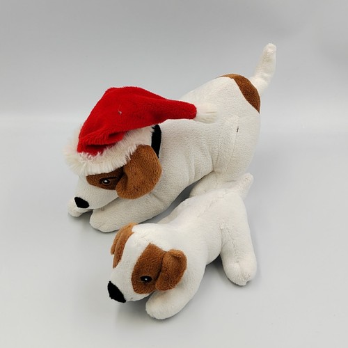 Doudou chien blanc marron