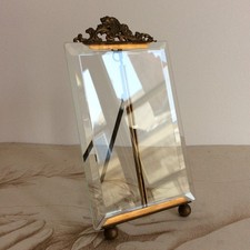 Ancien Cadre Photo Laiton et Verre Biseauté Epoque XIXème