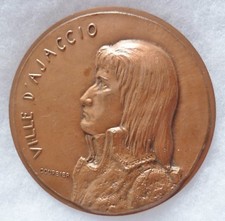 Médaille Bronze VILLE D'AJACCIO CORSE NAPOLEON BONAPARTE COURBIER FRENCH MEDAL