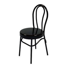 Poupées Maison Noir Bistro Bois Courbé Métal Chaise Latérale Café Cuisine Manger