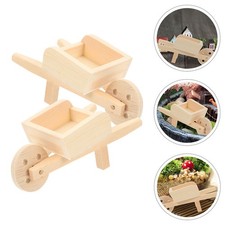  2 Pcs Brouettes Miniatures Accessoires Pour Maison De Poupée Mini-brouette