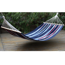 Hamac Double Toile En Coton Essieu Bois 150x200 CM 150 KG pour Jardin Extérieur