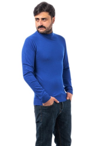Pull homme demi - homme, laine