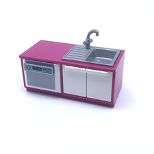 PLAYMOBIL * MAISON MODERNE * Meuble Cuisine Lavabo Lave Vaisselle Mauve 5582