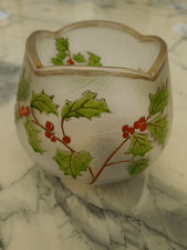 PETITE COUPE VERRE ASPECT GIVRE DECOR FLORAL EMAILLE BRANCHES DE HOUX - LEGRAS ?