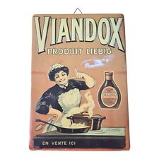 VIANDOX PLAQUE ENSEIGNE PUBLICITAIRE TÔLE FORMAT CARTE POSTALE 21 x 15 cm RARE!