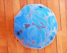 Suspension Vasque Coupole Nonagone Verre granité Art Déco 1950