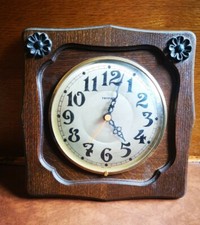 Vintage Horloge TROPHY Cadre en Bois Made In France 30x30cm Fonctionne