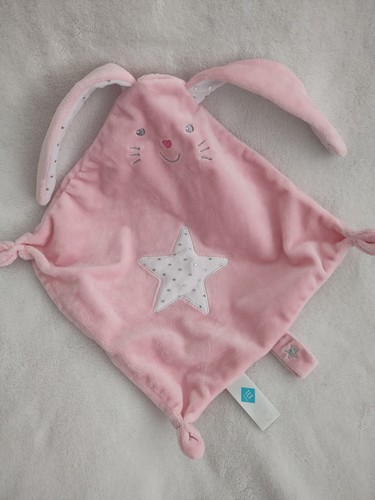 Doudou plat lapin blanc rose - plat,