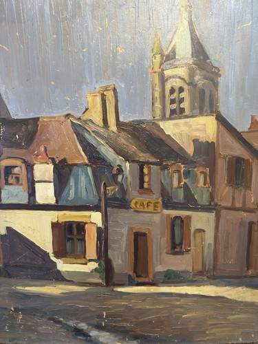 Huile sur panneau - , place