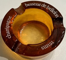 CENDRIER PUBLICITAIRE CHAMPAGNE BESSERAT DE BELLEFON en verre ambré
