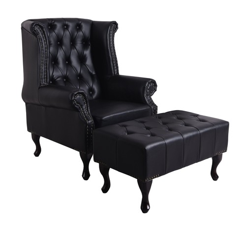 Fauteuil anglais pouf - fauteuil,