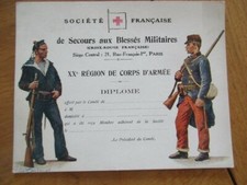 CARTON DIPLOME SECOURS BLESSES MILITAIRES XX REGION CORPS ARMEE 1915 WWI VIERGE