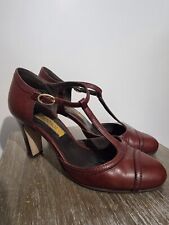 BOCAGE : PAIRE DE CHAUSSURES SALOMÉ BORDEAU CUIR VERITABLE TALONS SHOES 