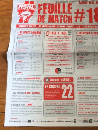 Programme feuille match - de,