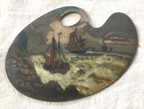 Ancienne huile sur palette - ancienne,