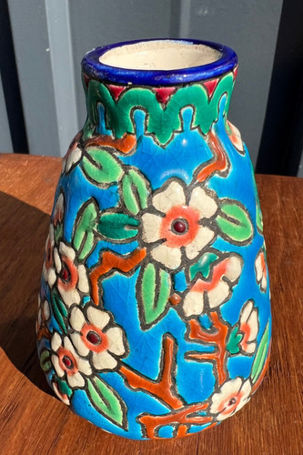 Vase faïence aux émaux - vase,
