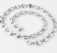 Chaine collier en acier inoxydable maille grain de café  55 cm 7 mm homme femme 