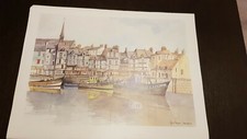  aquarelle signée MORLAINE Lithographie HONFLEUR 