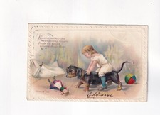 4043) VIENNE 1902 petit peuple teckel tout-petit monte sur CHIEN à côté de jo...