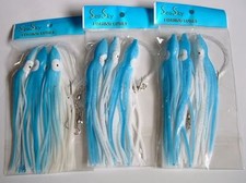 9 New Rigged Squid Skirt Trolling Fishing Lure Bait 5"