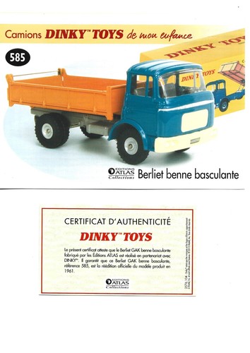 Dinky toys fiche certificat - dinky, +