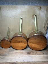 3 Casseroles En Cuivre De Marque VILLEDIEU / Diamètre 20-18,5-12
