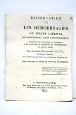 LIVRE ANCIEN CAUVY HEMORRHAGIES PERTES UTERNIES APRES ACCOUCHEMENT 1824