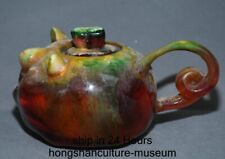 5.2" Ancient Chinese Red Amber Carved Dynasty Pig Wine Tea Pot Kettle