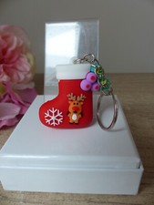 Porte Clés Botte Chaussette Décor Renne - Cadeau Fête - Bijoux des Lys