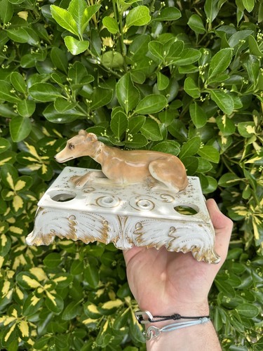 Encrier porcelaine chien - encrier, &