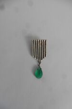 Pendentif ancien style Art Deco en argent 925 pierre verte émeraude imitation