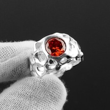 Bague en pierres précieuses grenat rouge, bague faite à la main pour bijoux e...