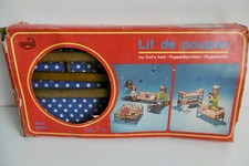 JOUET ANCIEN - LIT EN BOIS À MONTER POUR POUPÉES ANNÉES 1960/70 BOITE D'ORIGINE