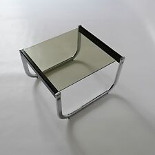 table d'appoint en chrome bois noir et verre  design 1970