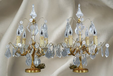 Paire Girandoles / Chandelier Bbronze & Cristal Style Louis XV 4 Lumières