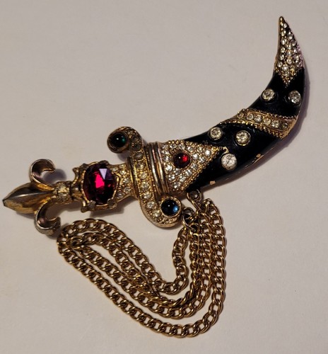 Broche vintage dague orientale - broche,