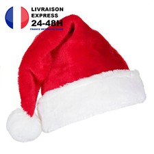 Bonnet De Père Noël  De Luxe Avec Pompon Adultes / Enfants Fête Déguisement Neuf