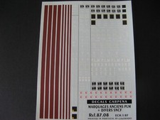 CARPENA HO 87..08  DECALQUES WAGONS ANCIENS PLM EST NORD SNCF ( ROCO JOUEF LIMA