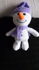doudou bonhomme de neige   22 cm  milka    eharpe , bonnet, violet