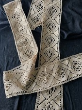 Vintage French Ecru Two Wide Lengths Cotton Crochet Lace 10ft Total