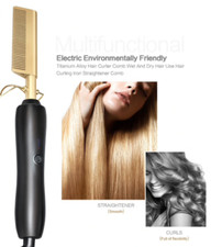 Brosse chauffante à lisser lisseur en fer peigne coiffeur coiffure lissage neuf